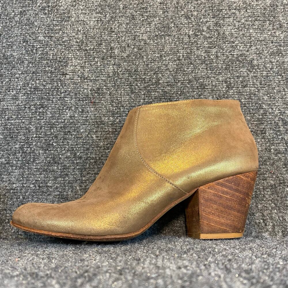 Fortress of Inca Adriana Coco Ankle Booties Antique Gold Leather Womens 9.5
